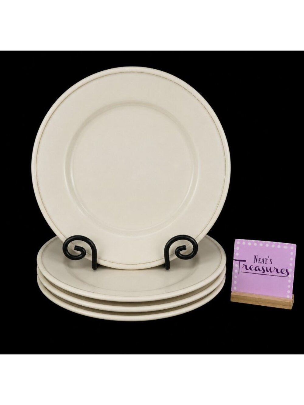Sonoma Life Style MENDOCINO OATMEAL Cream Body Speckled Dinner Plates Set of 4